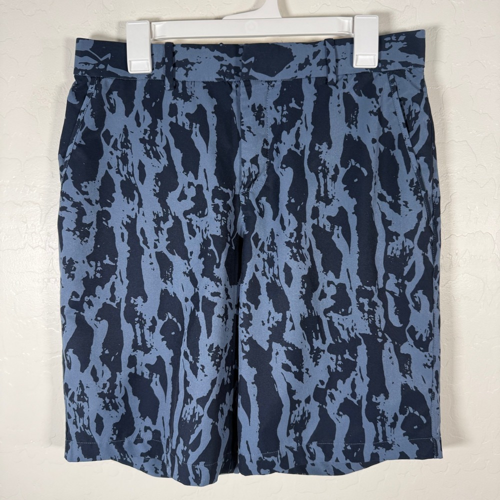 Nike Golf Shorts Mens 32 Blue Camo Dri-Fit Standard Fit Performance Stretch